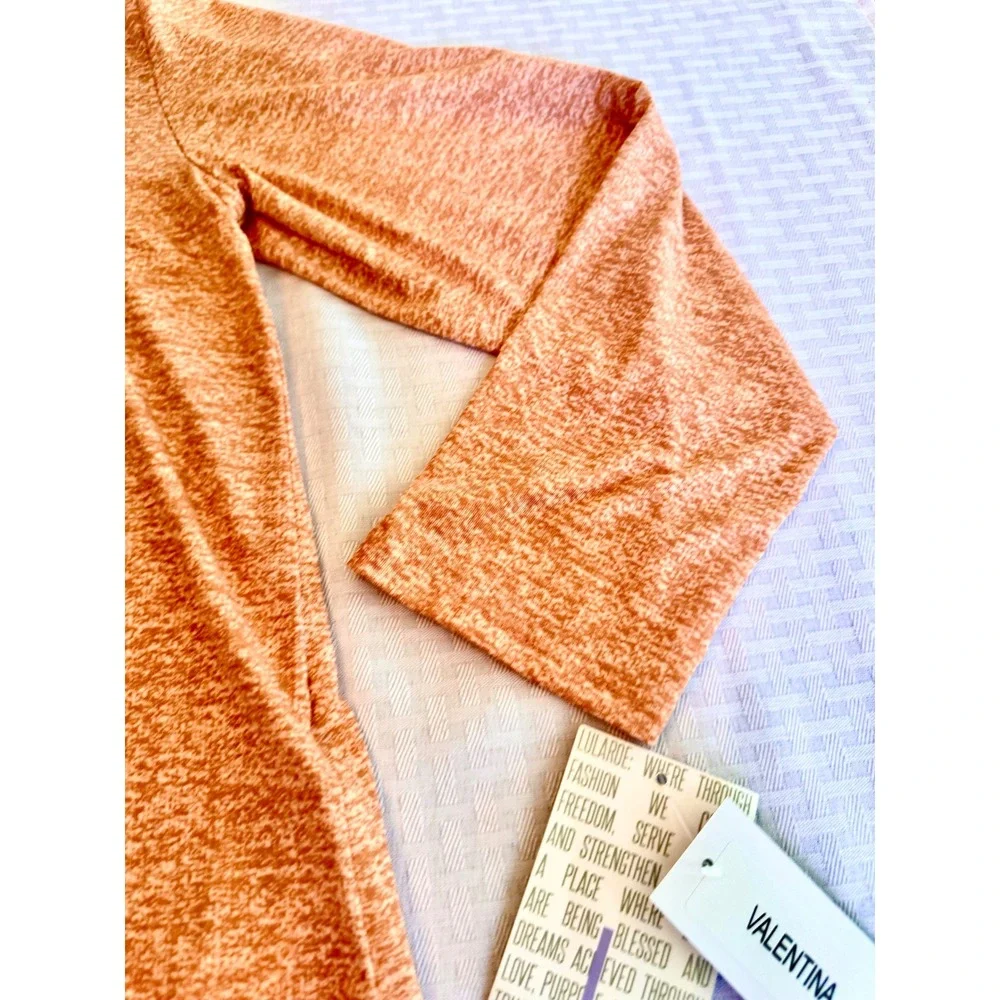 LuLaRoe Valentina Top Orange White Space Dye Button Down Tunic Large NEW